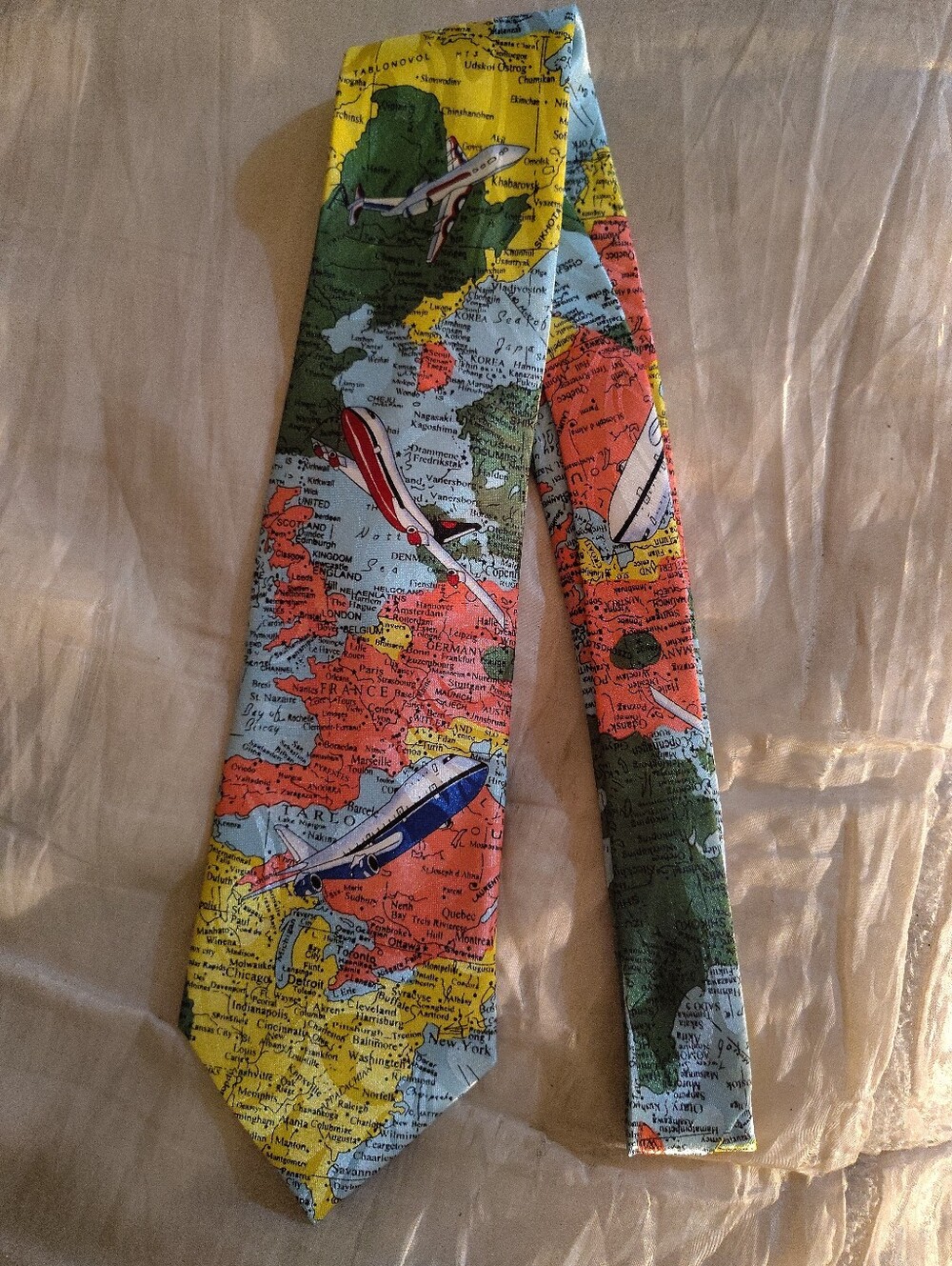 Talggini Cravatte Uomo Venetto Vintage Tie World Map Airplane Novelty Necktie